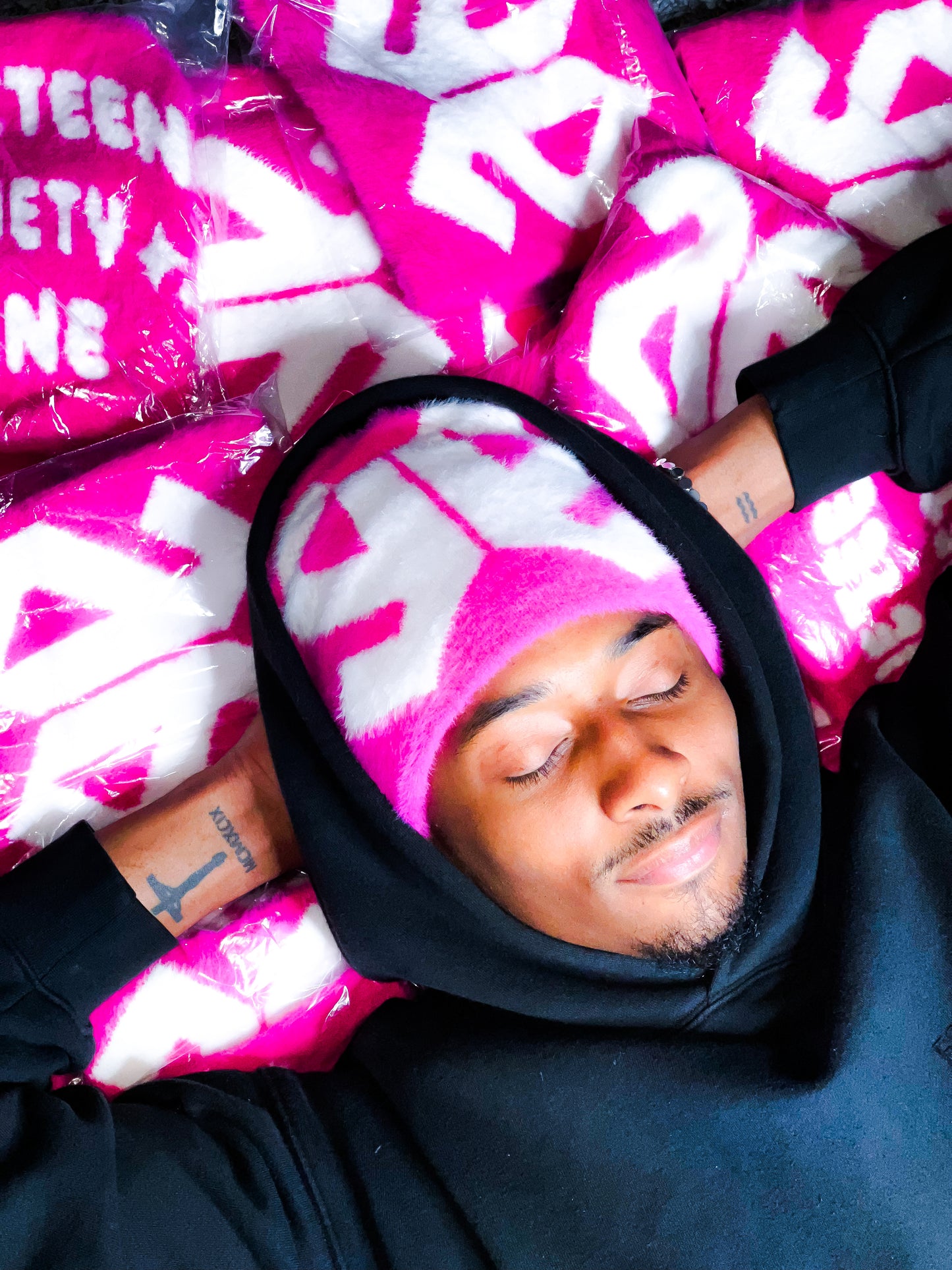Pink Mohair Beanie