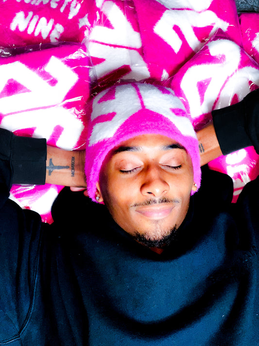 Pink Mohair Beanie